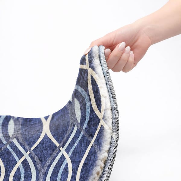 Dream Shag Premium Machine Washable Abstract ADS757 Navy 8 ft. x 10 ft. Area Rug