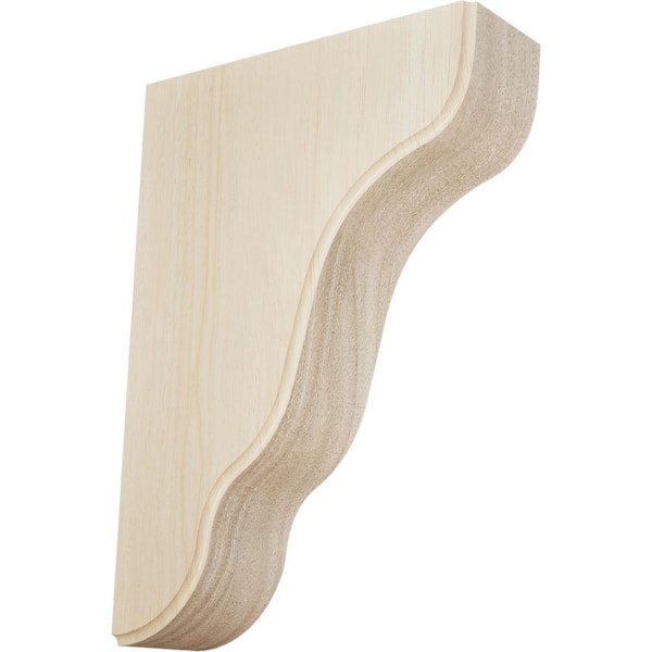 Ekena Millwork 1-3/4 in. x 5-1/4 in. x 7-1/2 in. Unfinished Rubberwood Plymouth Wood Corbel