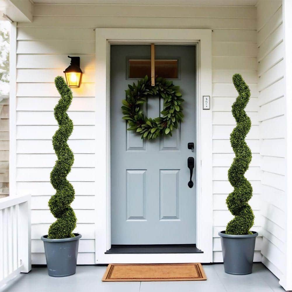 新品未使用　TUISS DECOR 6 ft. Artificial Spiral Boxwood Plant Tree 2-Pcs, Outdoor Plastic