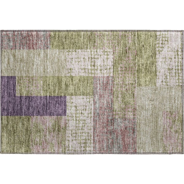 Addison Rugs Mayfield Premium Machine Washable Abstract AMF941 Green 2 ft. x 3 ft. Area Rug