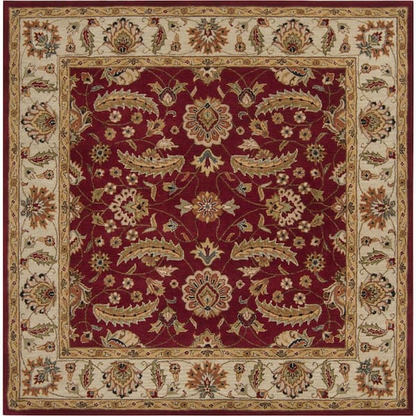 Livabliss John Red Doormat 4 ft. x 4 ft. Square Area Rug