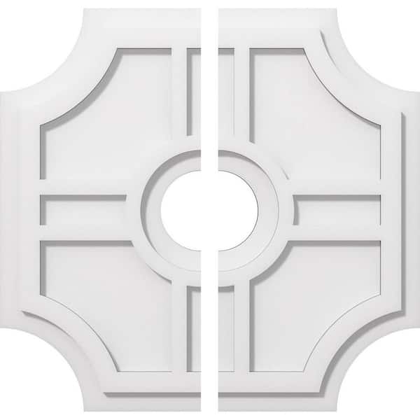 Ekena Millwork 1 in. P X 6-1/2 in. C X 20 in. OD X 4 in. ID Haus Architectural Grade PVC Contemporary Ceiling Medallion, Two Piece