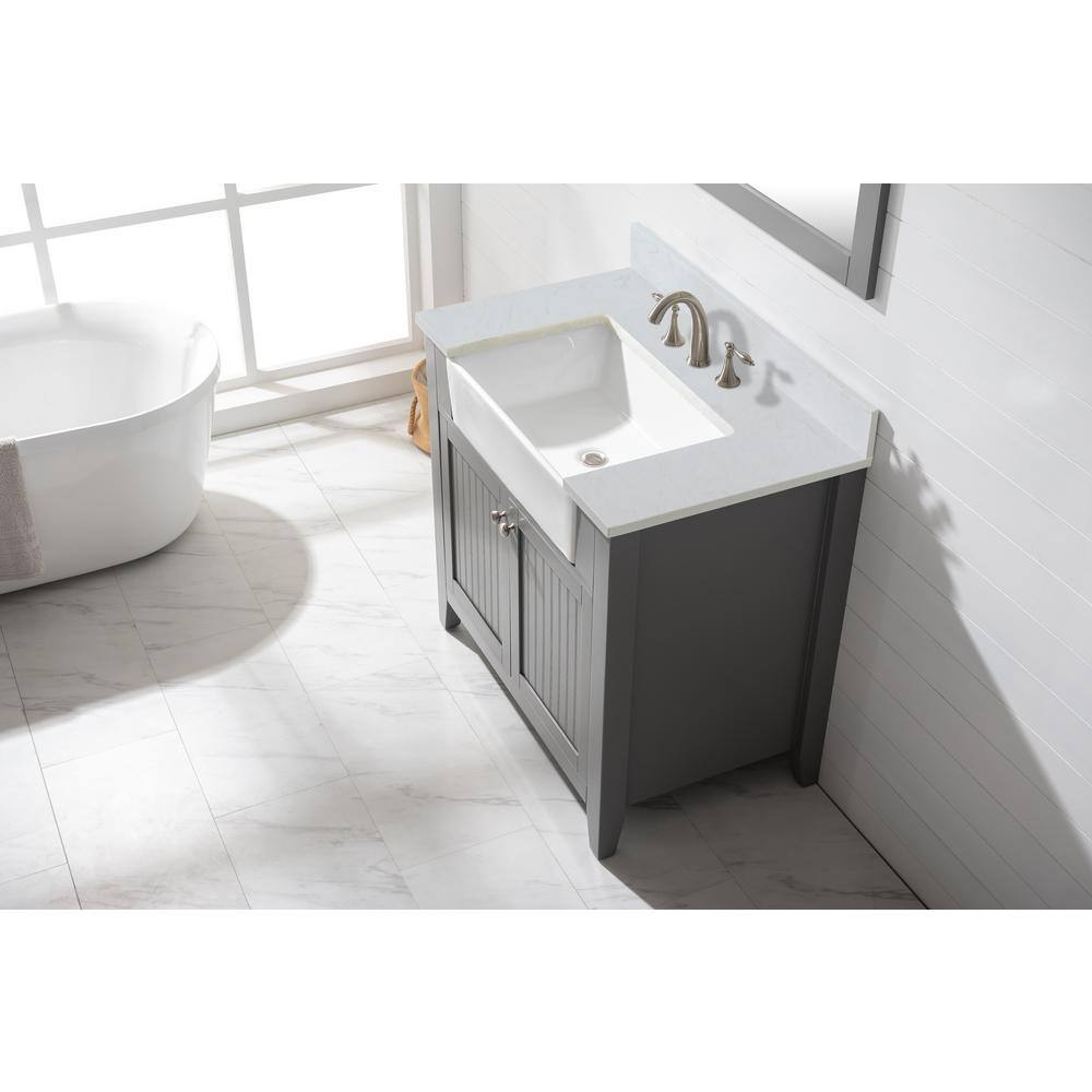 Burbank 36" Gray Birch Vanity with Carrara Marble Top