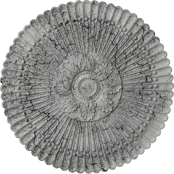 Ekena Millwork 1-1/4 in. x 30 in. x 30 in. Polyurethane Nexus Ceiling Medallion, Ultra Pure White Crackle