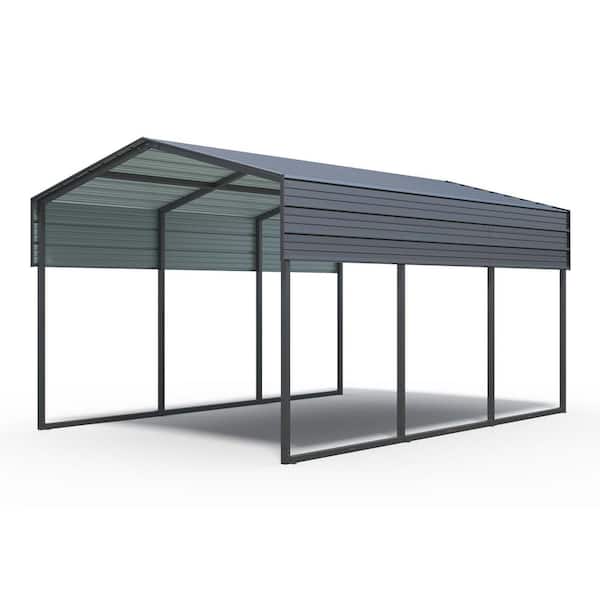 10 ft. W x 15 ft. D x 8 ft. H Charcoal Roof Metal Carport