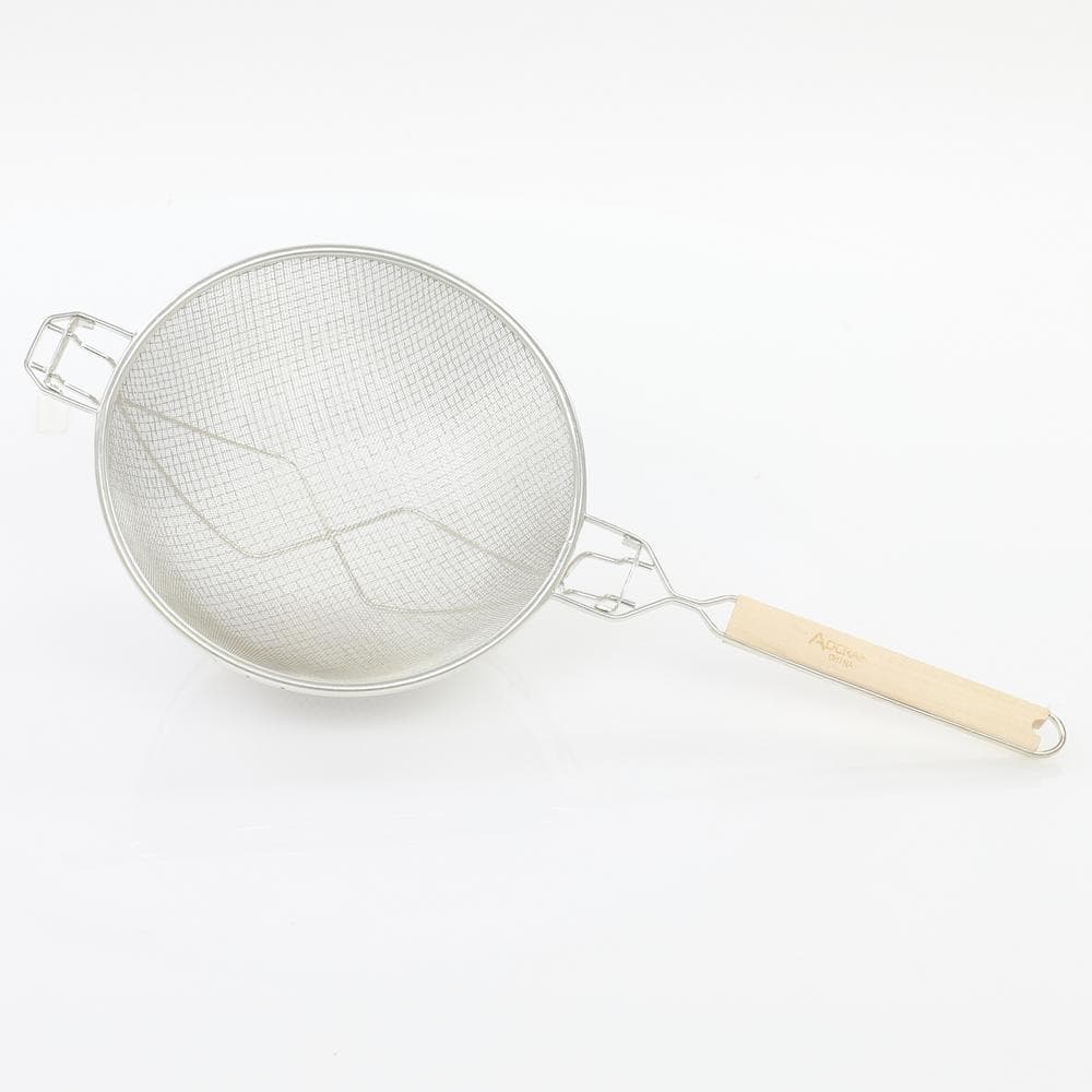 10 In Commercial Tinned Double-Mesh Steel Strainer with Reinforced Base