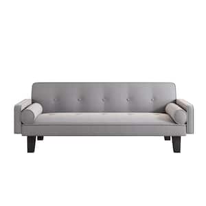72. in. Wide Light Gray Linen Modern Twin Size Sofa bed