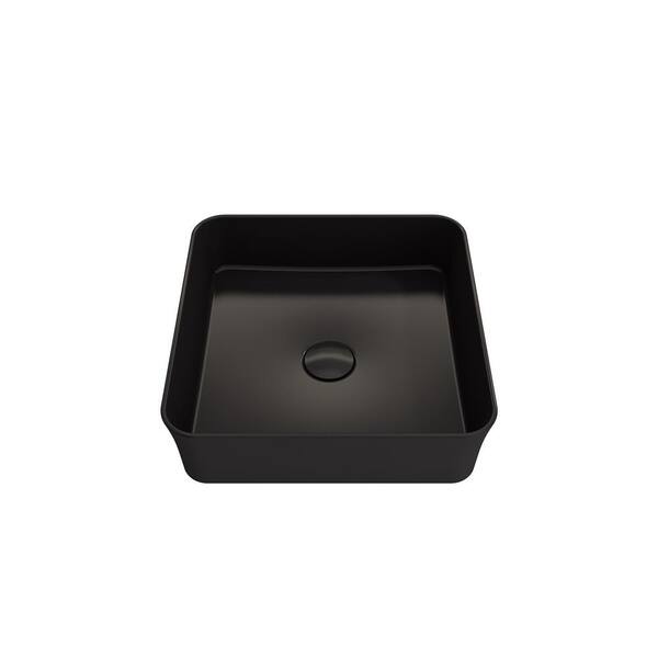 BOCCHI Sottile 15.25 in. Matte Black Fireclay Rectangular Vessel Sink