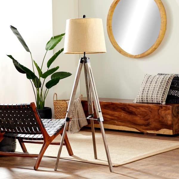 61 in. Brown Wood Floor Lamp