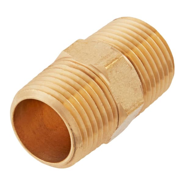 1/2 in. x Close MIP Brass Hex Nipple Fitting
