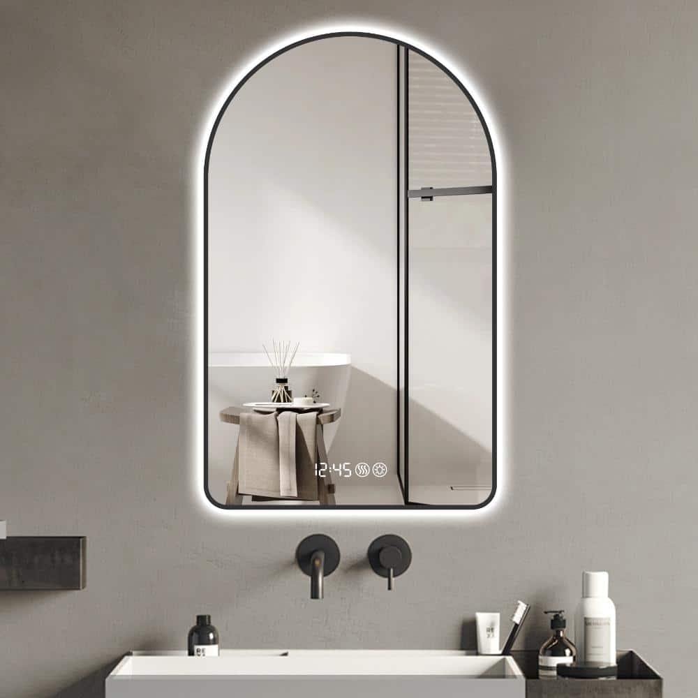 28 in. x 48 in. Arched LED Vanity Light Mirror with Three Color Temperatures, Black price history on PriceWatchPro