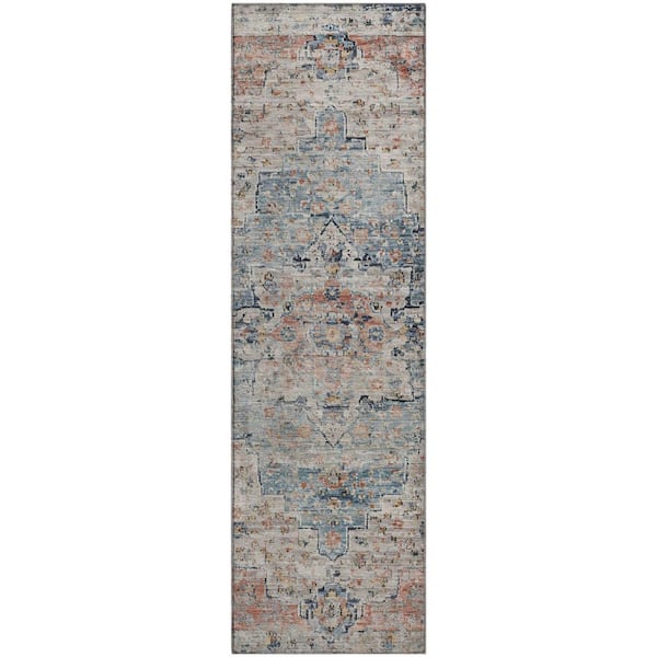 Mayfield Premium Machine Washable Abstract AMF1832 Beige 2 ft. 3 in. x 7 ft. 6 in. Runner Rug