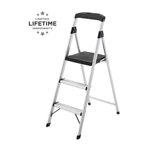 3-Step Aluminum Step Stool Ladder, 250 lbs. Type I Duty Rating (9ft. Reach Height)