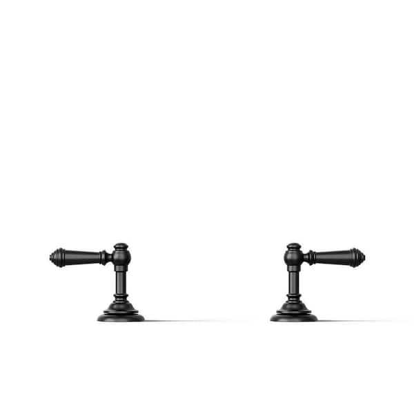 KOHLER Artifacts Double Handle Deck-Mount Bath Faucet Handle Trim with Lever Design in Matte Black