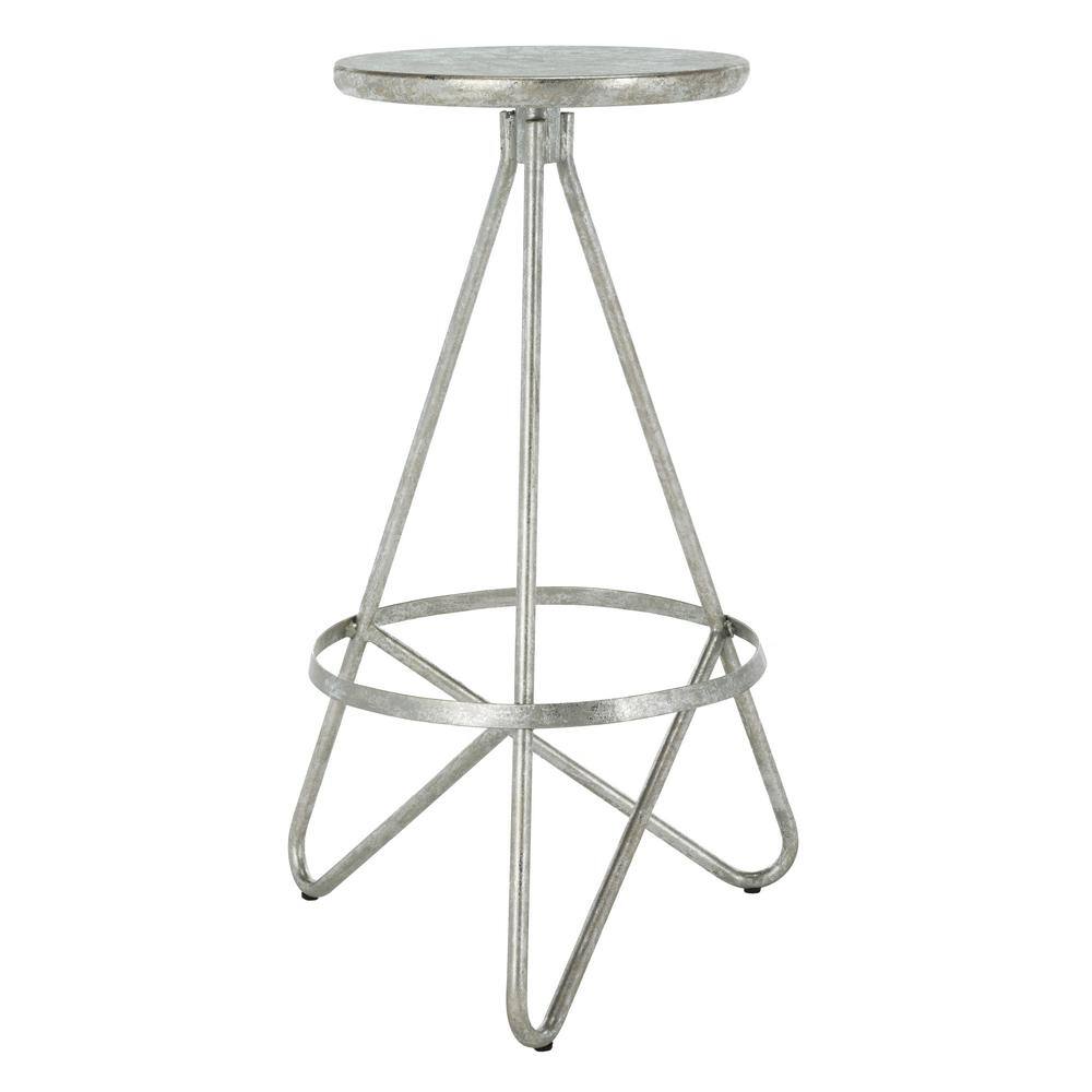 Transitional 30'' Silver Leaf Metal Backless Bar Stool
