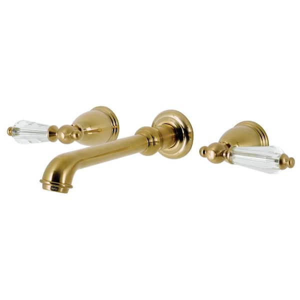 Kingston Brass Wilshire 2-Handle Wall-Mount Bathroom Faucets in Brushed Brass