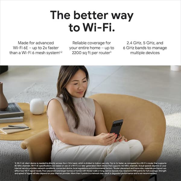 Nest Wifi Pro - Fast, Reliable Mesh Wi-Fi 6E Coverage