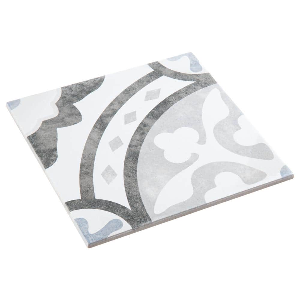 Luv Amore 8" Gray Glazed Porcelain Patterned Tile