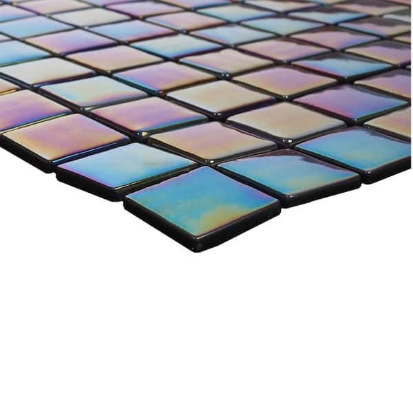 Glass Tile Love Midnight Black Mix Chips Mosaic Glossy Glass Floor Tile (10.76 sq. ft./Case)
