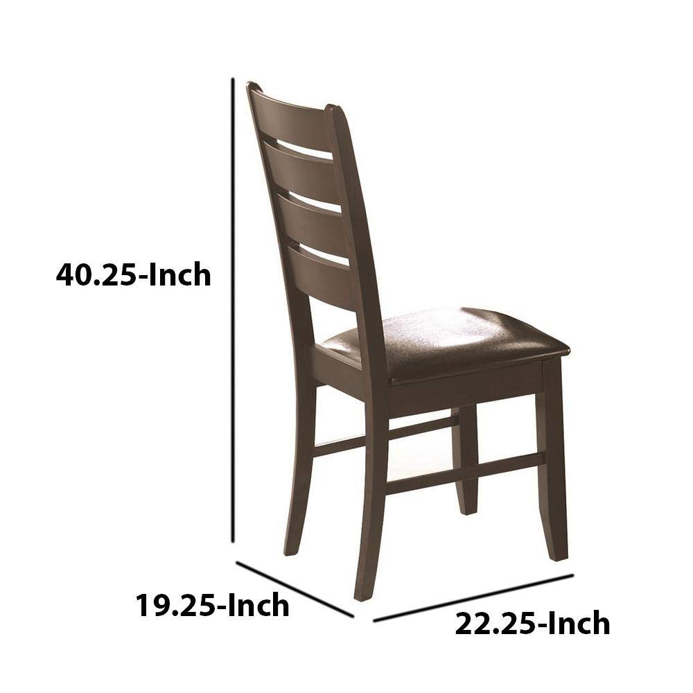 Cappuccino Brown Maple & Leather Upholstered Dining Side Chair