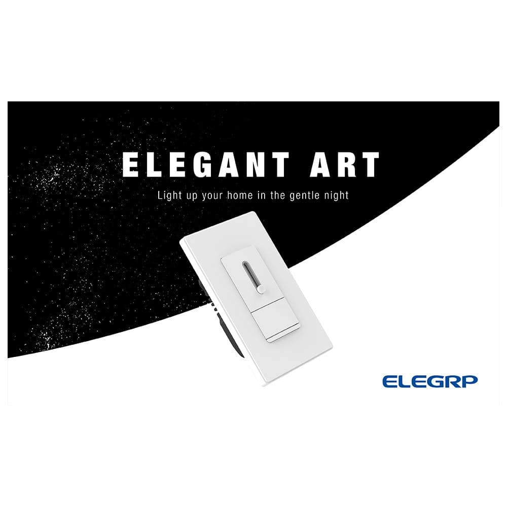 White Thermoplastic Double Pole Dimmer with Wall Plate