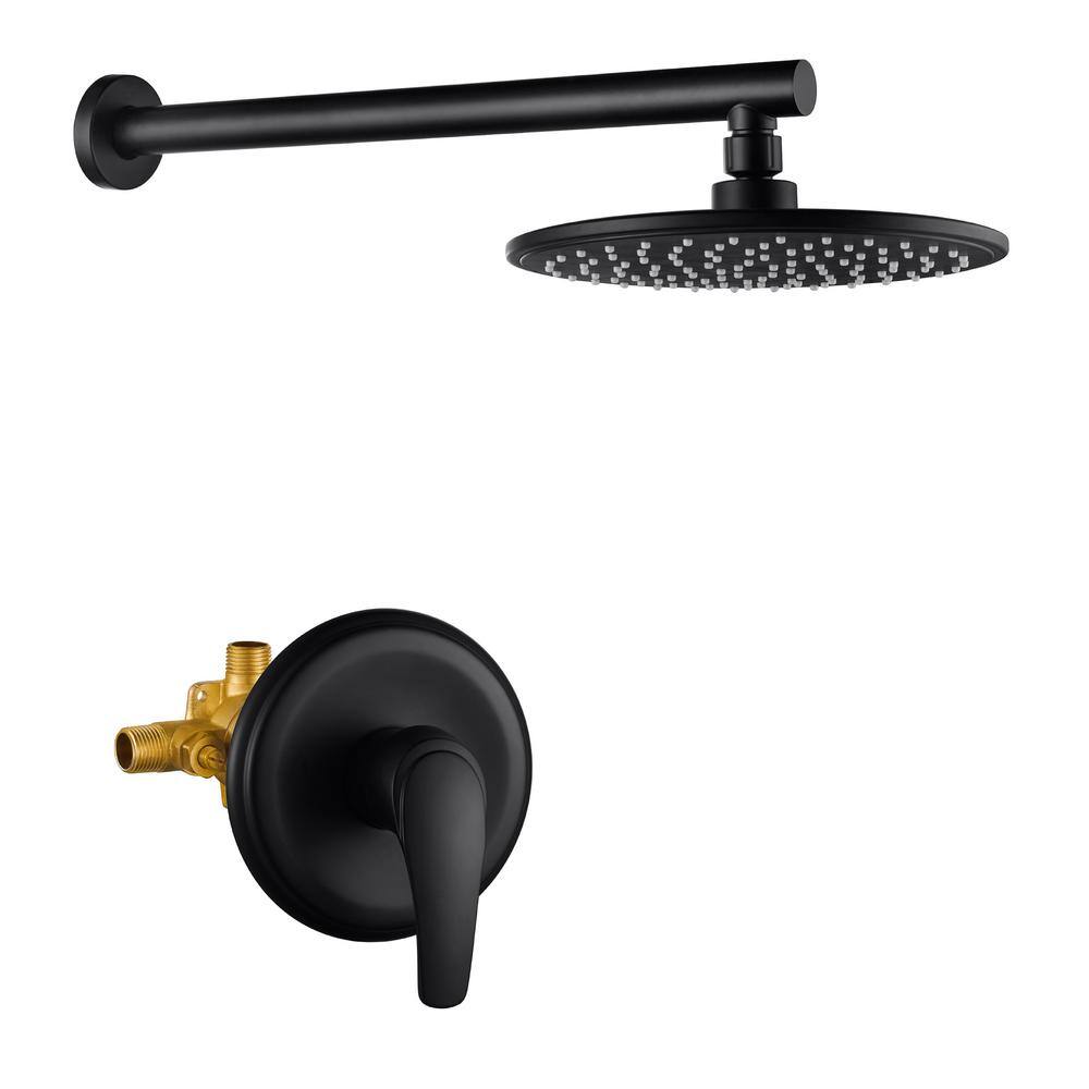 Single-Handle 1-Spray Patterns 9 in. Wall Mount Rain Fixed Shower Head with 1.8 GPM and Pressure Balance in Matte Black price history on PriceWatchPro
