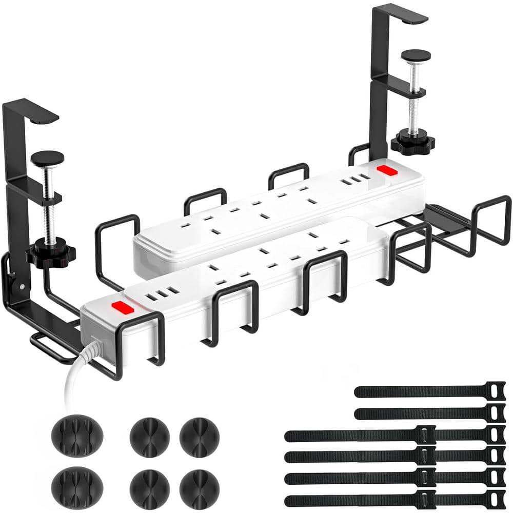 15.7 in. Under Desk Cable Management Box Black High-Quality Metal, No Drill with Clamp and Anti-Scratch Mats Wire Tray price history on PriceWatchPro