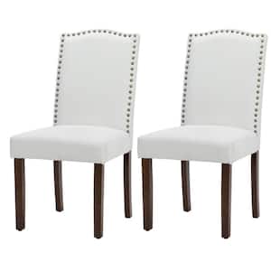 Grey Fabric Upholstery Parsons Dining Accent Chair with Nailhead Trim (Set of 2)