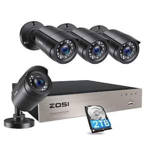 H.265+ 8-Channel 5MP-Lite DVR 2TB Hard Drive Security Camera System with 4 Wired Cameras