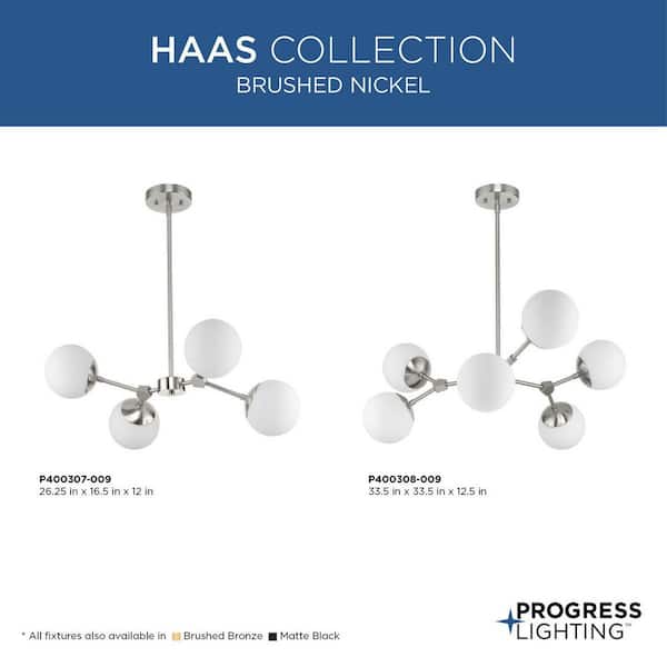 Progress Lighting Haas 4-Light Brushed Bronze Mid-century Chandelier