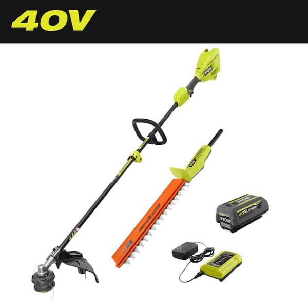 40V 15 in. Expand-It Cordless Battery Attachment Capable String Trimmer & Hedge Trimmer with 4.0 Ah Battery and Charger