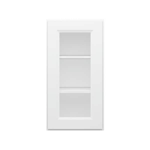 HOMLUX 15 in. W x 12 in. D x 30 in. H in Traditional White Ready to Assemble Wall Kitchen Cabinet with No Glasses
