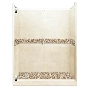 Roma Grand Hinged 30 in. x 60 in. x 80 in. Left Drain Alcove Shower Kit in Desert Sand and Chrome Hardware