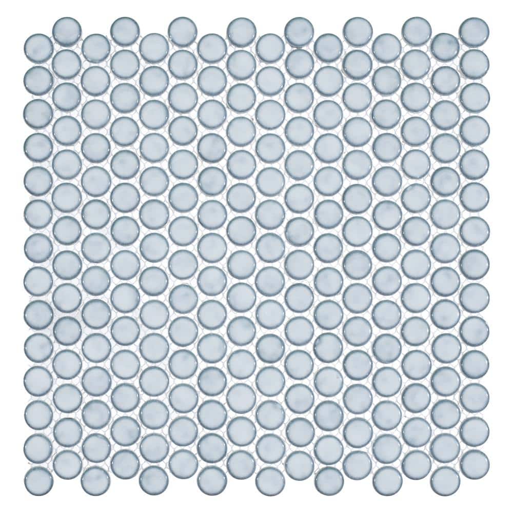 Honoro Bulbi Owl Gray Glossy 12-1/8 in. x 11-15/16 in. Penny Round Smooth G