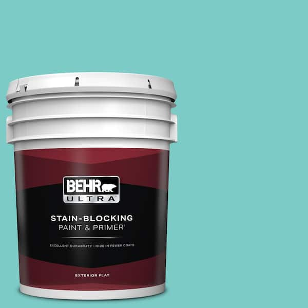 BEHR ULTRA 5 gal. #BIC-39 Blue Green Gem Flat Exterior Paint & Primer