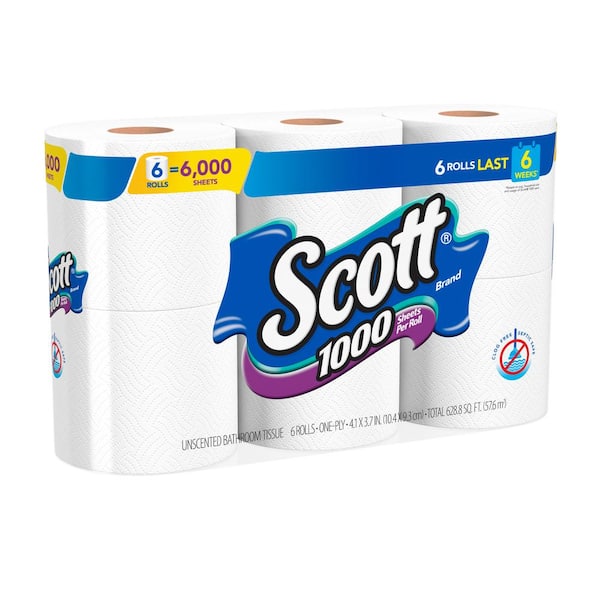 Scott Trusted Clean Toilet Paper, 32 Regular Rolls, Septic-Safe Toilet  Tissue, 1-Ply Rolls