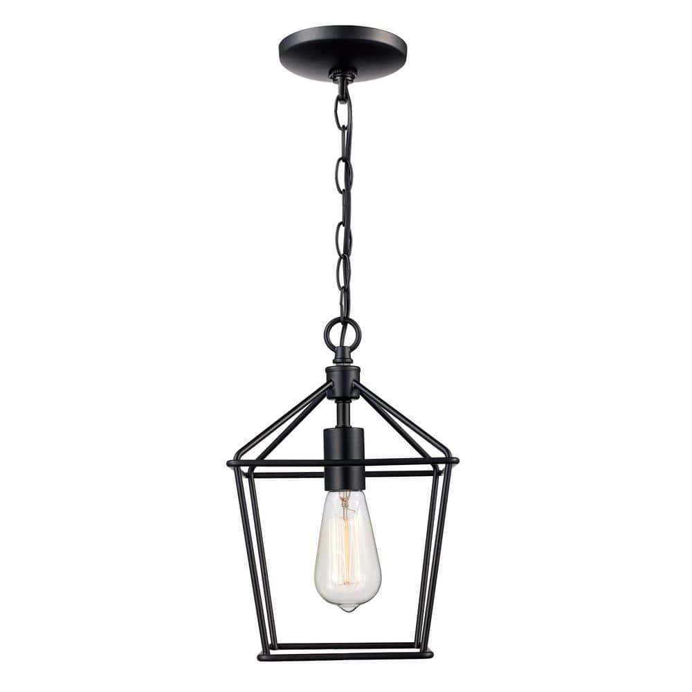 Bel Air Lighting 8 in. 1-Light Black Farmhouse Mini Pendant Light ...