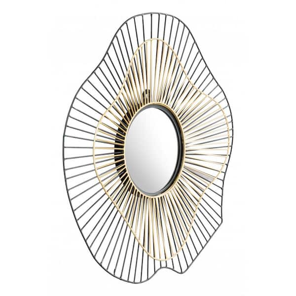 HomeRoots 22 in. x 22 in. Classic Irregular Framed Black Vanity Mirror