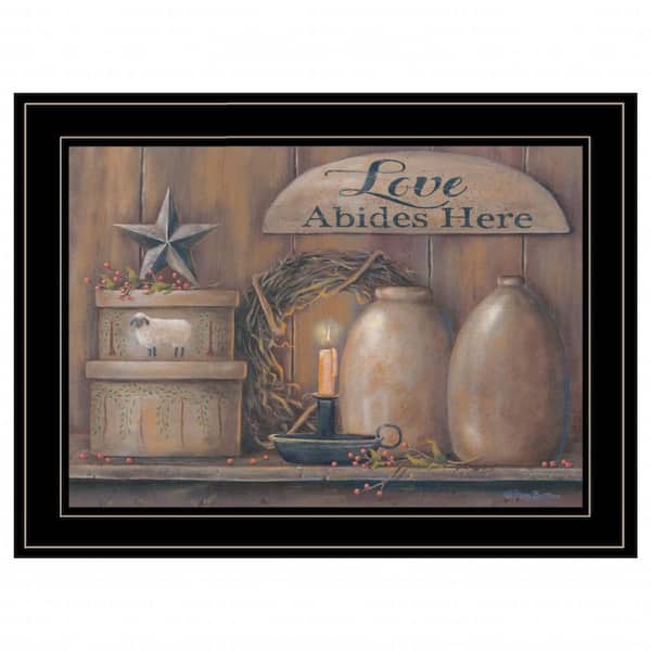 HomeRoots Charlie Love Abides Here Shelf 1-Piece Framed Wall Art 15 in. x 19 in.