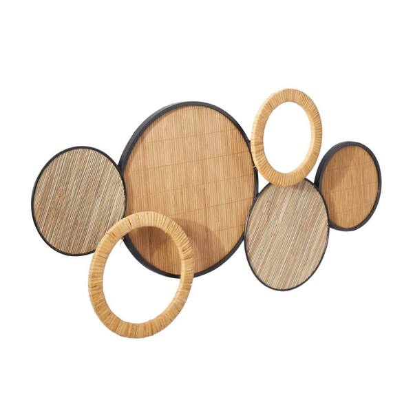 Litton Lane Bamboo Brown Overlapping Circle Plate Wall Decor with ...