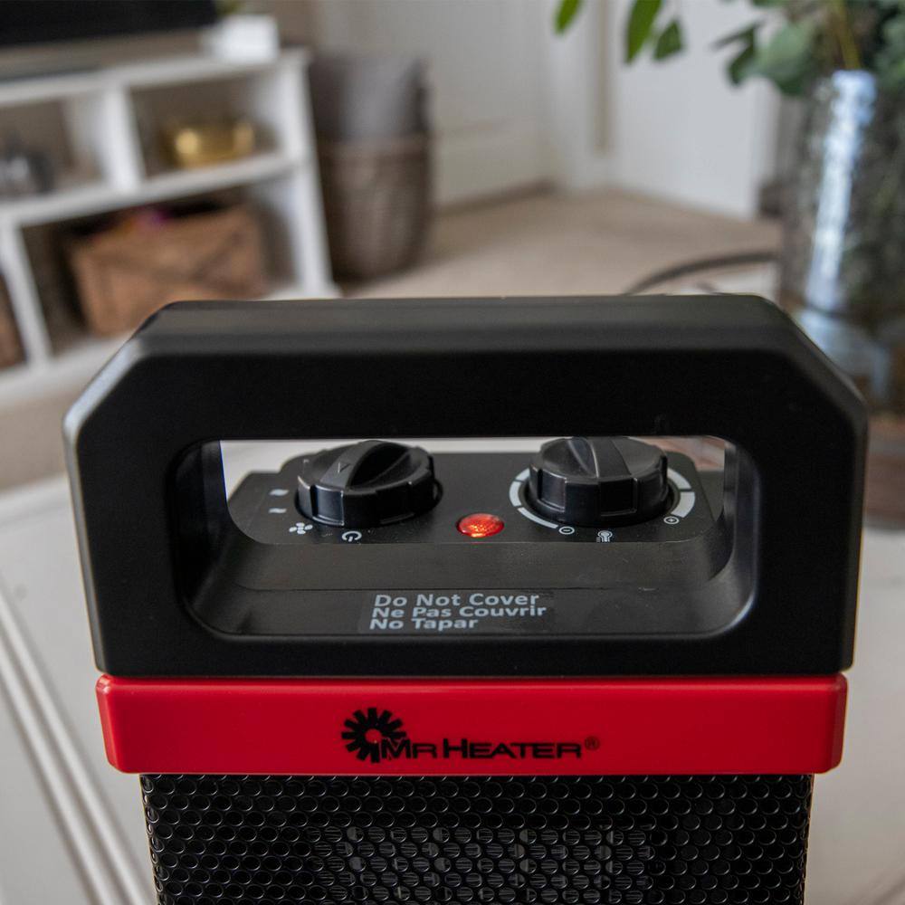 1500W Black and Red Portable Ceramic Electric Heater with Thermostat