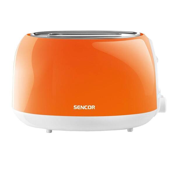 Sencor 2-Slice Solid Orange Toaster with Crumb Tray and Automatic Shut-Off
