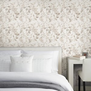 Gossamer Taupe Botanical Taupe Wallpaper Sample