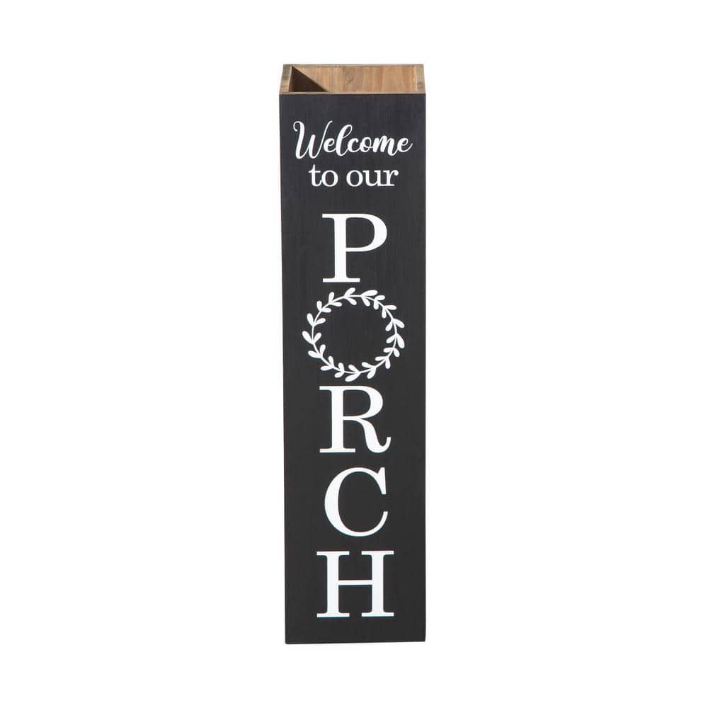 Black Solid Wood Double Sided Outdoor Welcome Porch Sign