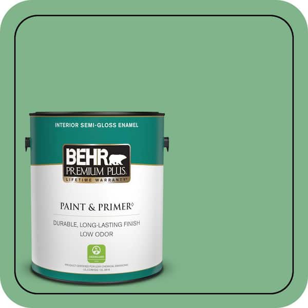 BEHR PREMIUM PLUS 1 gal. #460D-5 Tree Fern Semi-Gloss Enamel Low Odor Interior Paint & Primer