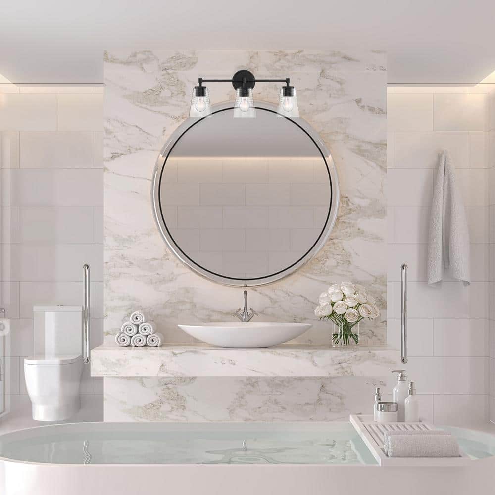 Ingo 24" Matte Black 3-Light Dimmable Vanity Fixture