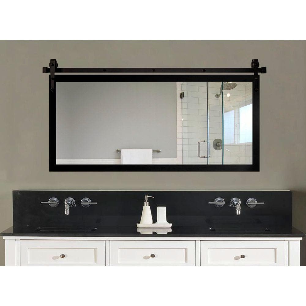 Rayne Mirrors (55 in. W x 30 in. H) Satin Black Accent Mirror with ...