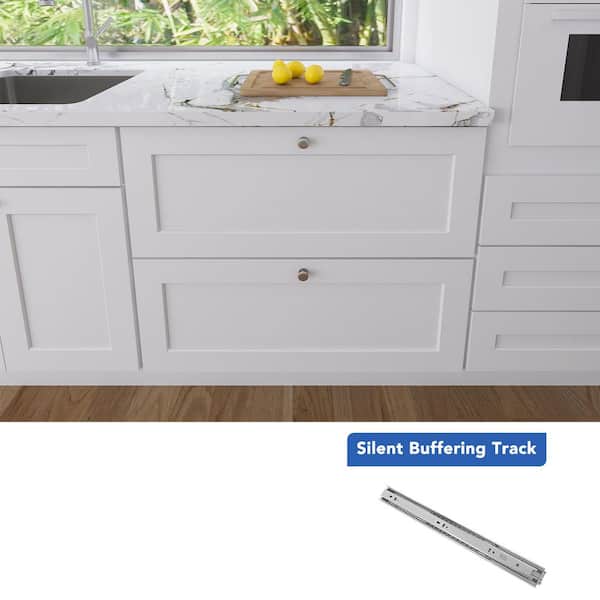 36 in. W x 24 in. D x 34.5 in. H Ready to Assemble Double Shaker 2 Drawers Base Kitchen Cabinet in Laguna Grey