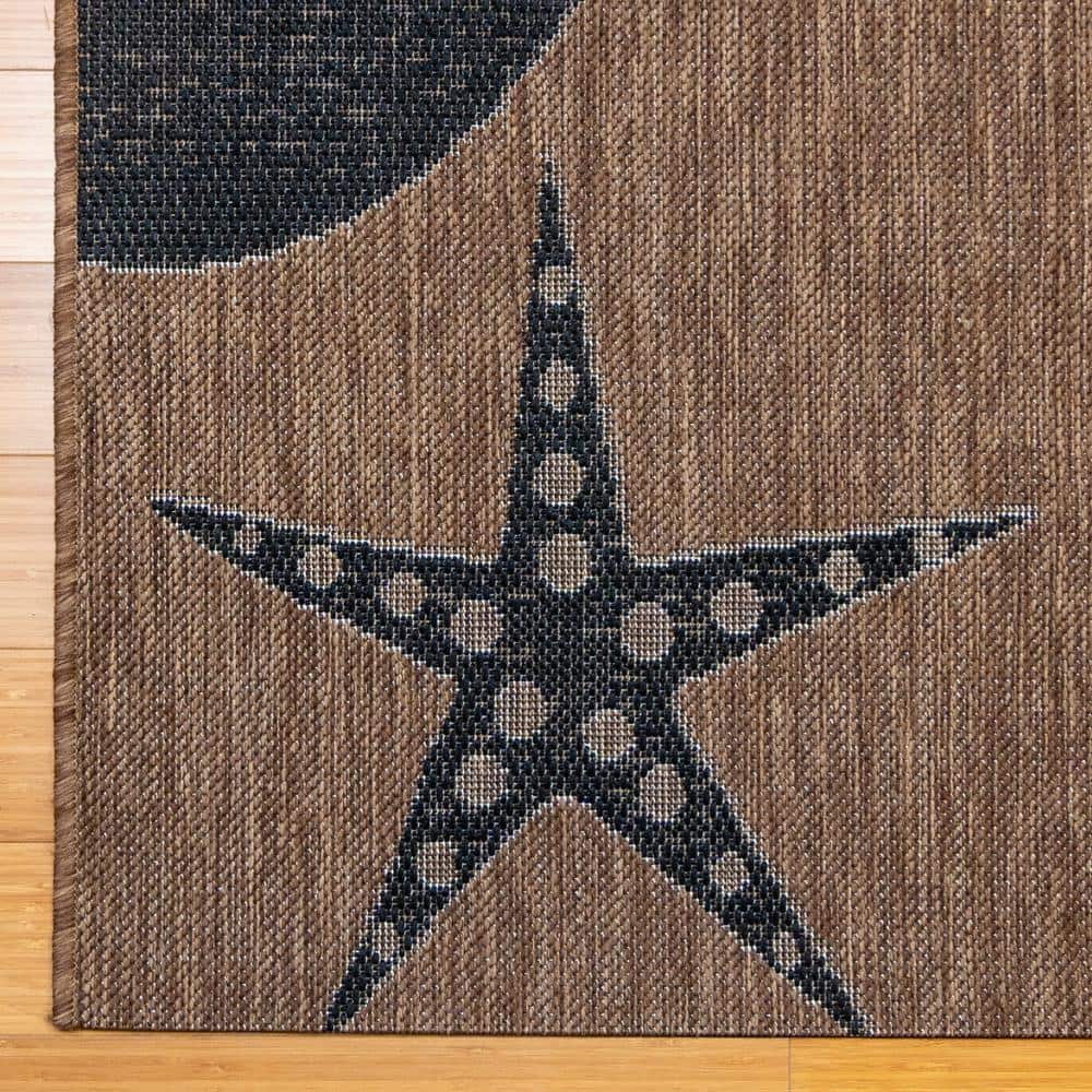 Paseo Havana Black and Beige Synthetic 8' x 10' Outdoor Rug