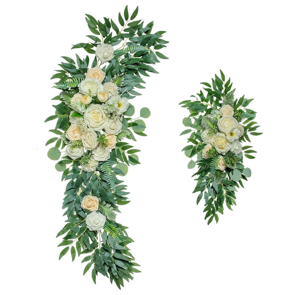 3.9 in. White Artificial Flower Swag Boho Hedges Panel Floral Decor Premium Silk Flowers Greenery Pack of 2 price history on PriceWatchPro